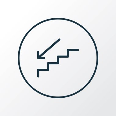 Merdiven simgesi satır sembolü. Premium kalite izole adımları moda stil öğesinde aşağı.