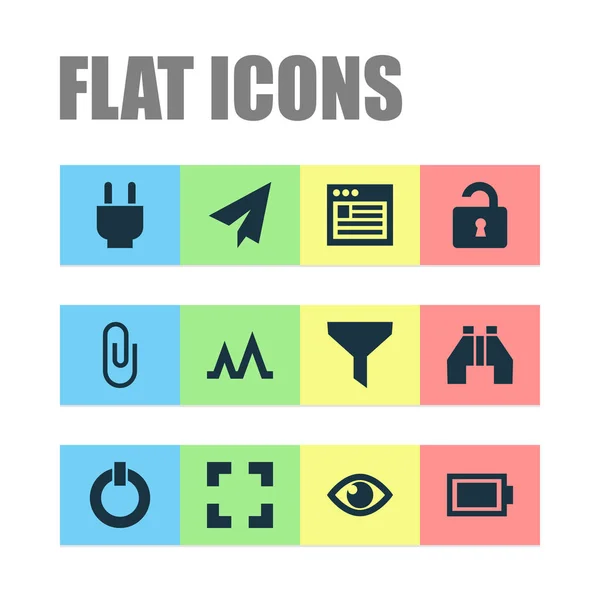 Interface icons set with attach, send, browser and other pin elements. Isolated  illustration interface icons.