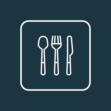 Kaşık çatal simgesi satır sembolü. Premium kalite izole çatal öğe trendy tarzı.