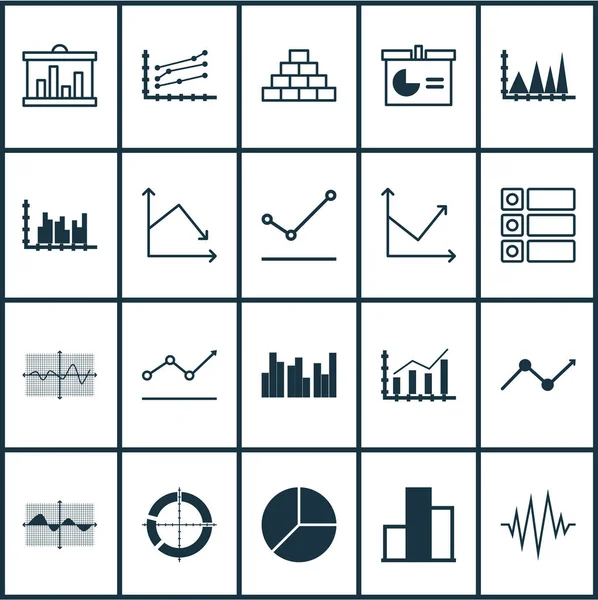 Ensemble de graphiques, diagrammes et icônes statistiques. Collection de symboles de qualité supérieure. Les icônes peuvent être utilisées pour la conception web, app et UI. — Photo