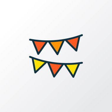 Kiraz kuşu simgesi renkli çizgi sembolü. Premium kalite izole kağıt garland öğe trendy tarzı.