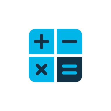 Hesap makinesi simge renkli sembol. İzole üstün kaliteli moda stil öğesinde hesaplamak.