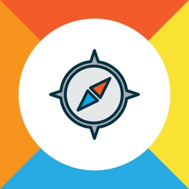 Pusula simgesi renkli çizgi sembolü. Moda tarzında birinci kalite izole navigasyon ögesi.