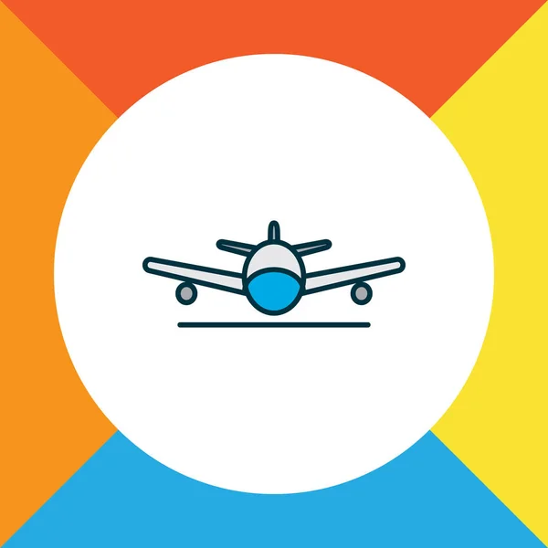 Leszállás a repülőgép ikon színes vonal szimbólum. Prémium minőségű elszigetelt jet elem divatos stílusban. — Stock Vector