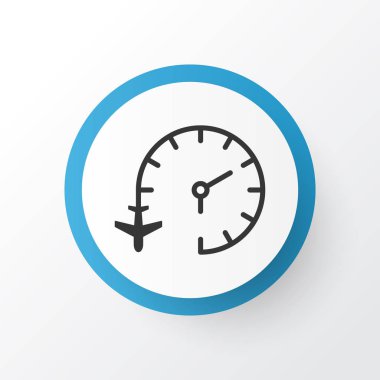 Uçuş saat simgesi simgesi. Premium kalite izole seyahat saat öğesi trendy tarzı.