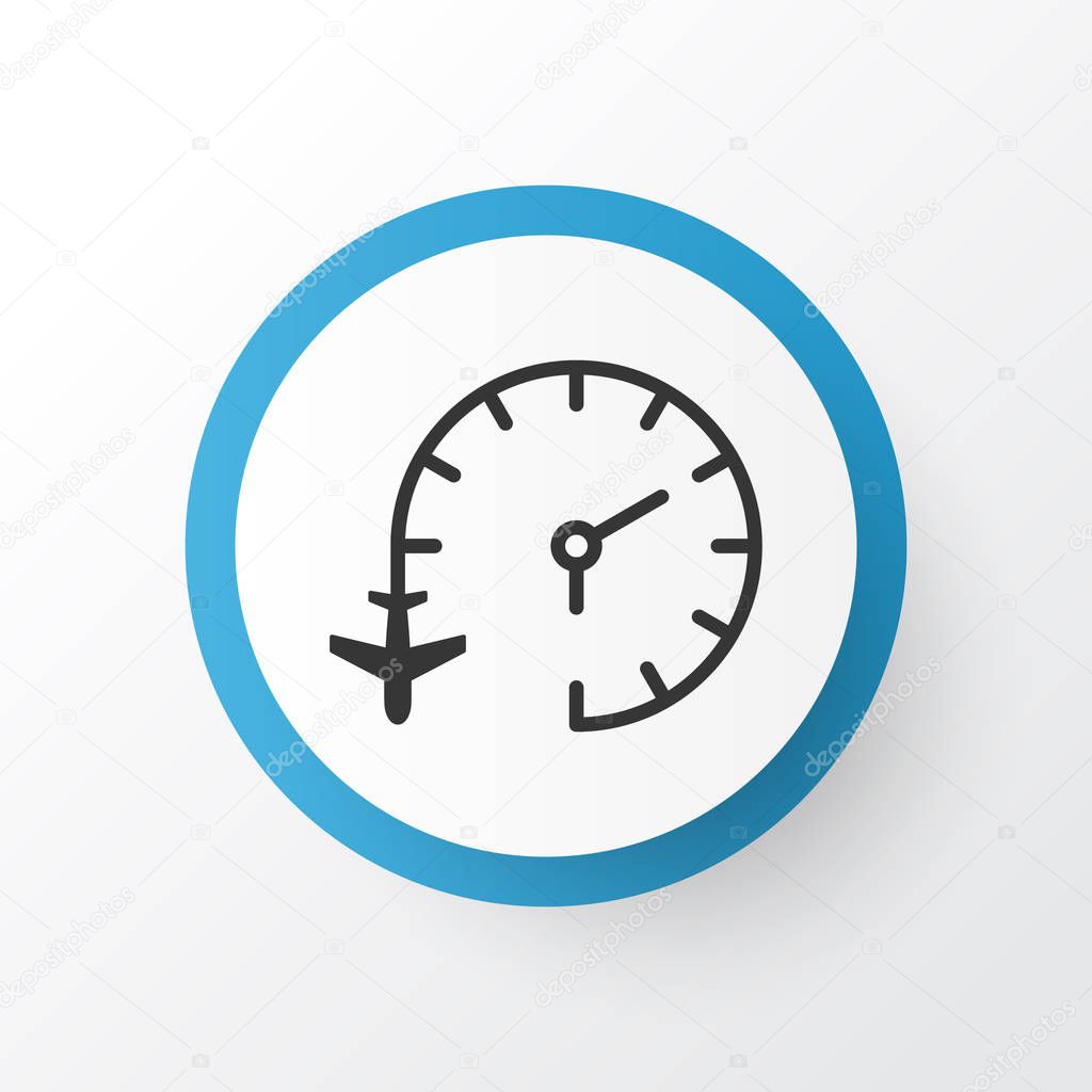 Flight time icon symbol. Premium quality isolated travel clock element in trendy style.