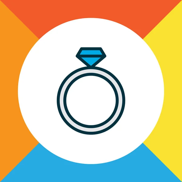 Icono de anillo símbolo de línea de color. Elemento de compromiso aislado de calidad premium en estilo moderno . — Vector de stock