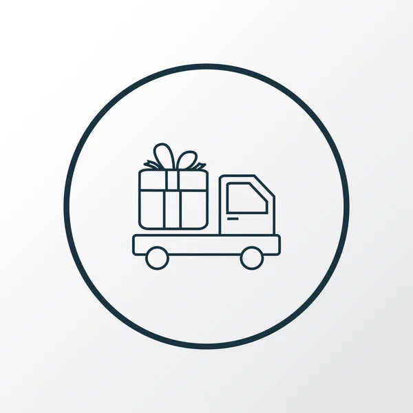 Gift delivery icon line symbol. Premium quality isolated truck surprise element in trendy style.