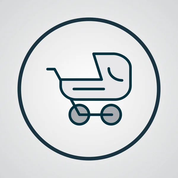 Ícone de carrinho colorido símbolo de linha. Elemento de transporte de bebê isolado de qualidade premium em estilo moderno . — Fotografia de Stock
