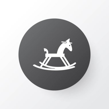 Sallanan at simgesi simgesi. Premium kalite izole ahşap midilli öğe trendy tarzı.