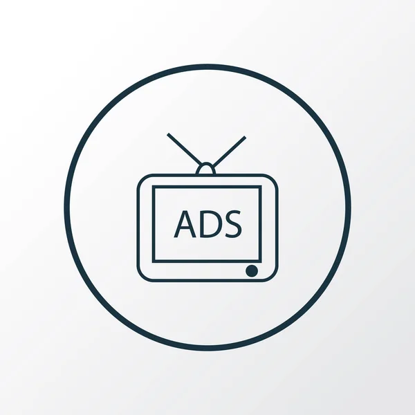Διαφήμιση εικονίδιο γραμμή σύμβολο. Πριμοδότηση ποιότητας απομονωμένη στοιχείο τηλεόραση σε μοντέρνο στυλ. — Διανυσματικό Αρχείο