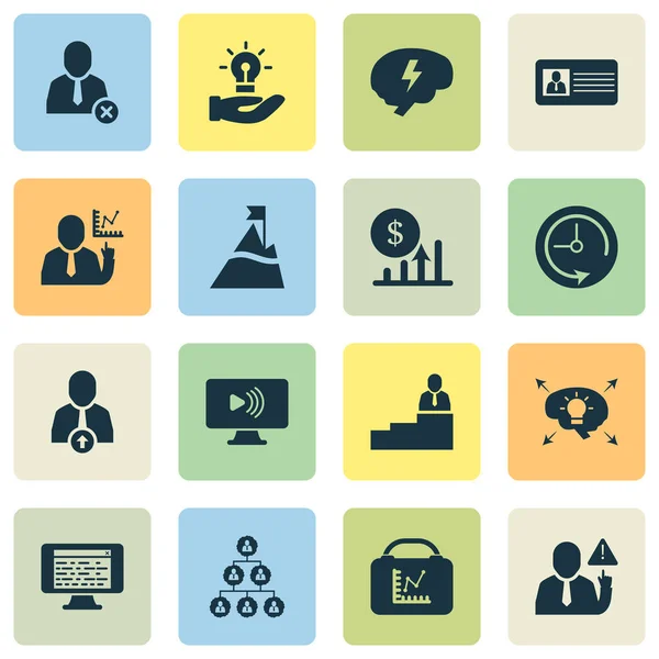 Job icons set with profit, different ideas, caution and other analytics elements. Isolated  illustration job icons.