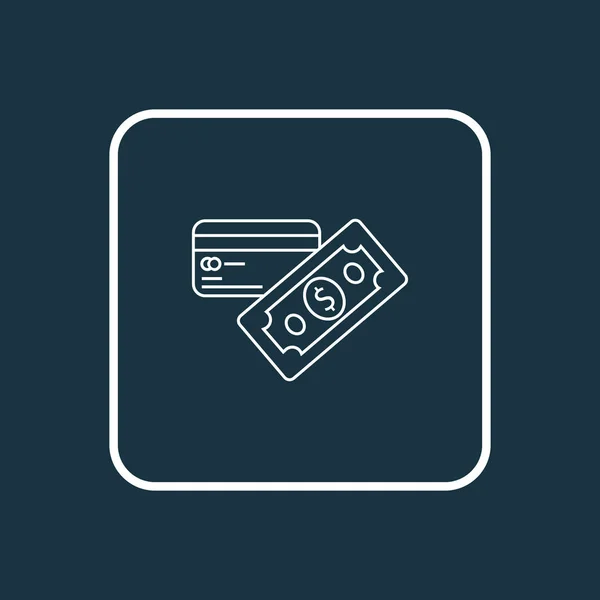 Τα χρήματα στην κάρτα εικονίδιο γραμμή σύμβολο. Πριμοδότηση ποιότητας απομονωμένες πληρωμής στοιχείο σε μοντέρνο στυλ. — Διανυσματικό Αρχείο