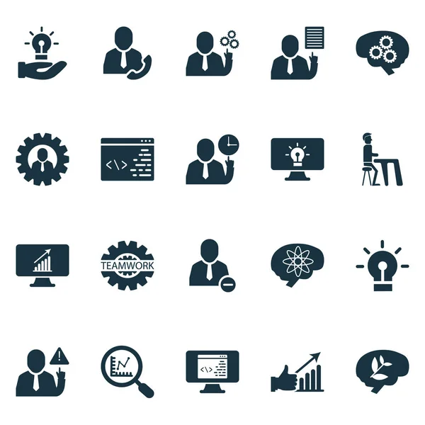 Job icons set with idea, team head, gear and other work plan elements. Isolated  illustration job icons.