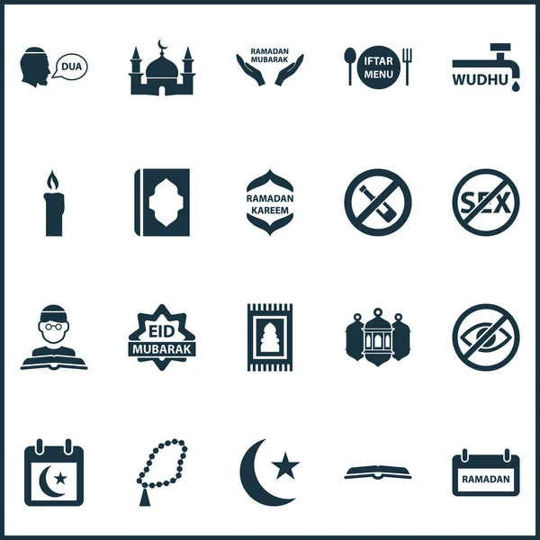 Dovolená ikony s menu, prosím, dovolené a jiné prvky korálky. Izolované vektorové ilustrace holiday ikony. — Stockový vektor