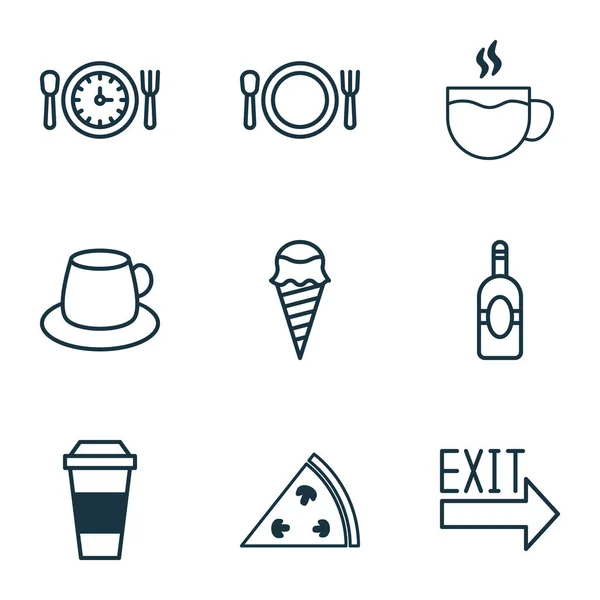 Restaurant-Ikonen mit Tee, Mittagessen, Eis und anderen Kaffeetassen-Elementen. isolierter Vektor Illustration Restaurant Symbole. — Stockvektor