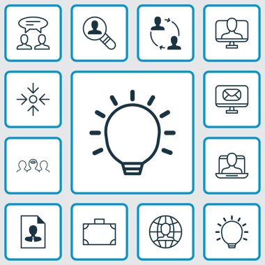 İş İkonları/Simgeleri proje hedef, bavul, bul çalışan ve diğer portföy öğeleri ile ayarlayın. İzole vektör illüstrasyon iş ikonları/simgeleri.