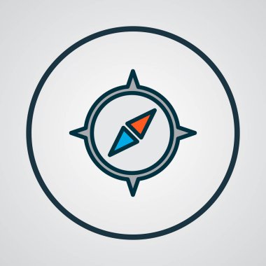 Pusula simgesi renkli çizgi sembolü. Moda tarzında birinci kalite izole navigasyon ögesi.