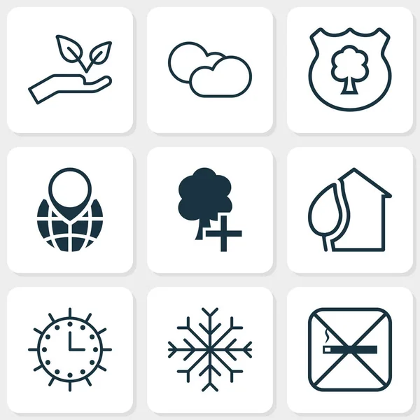 Ecology icons set with globe pointer, protect nature, protect forest and other pin earth elements. Isolated  illustration ecology icons. — Stock Photo, Image