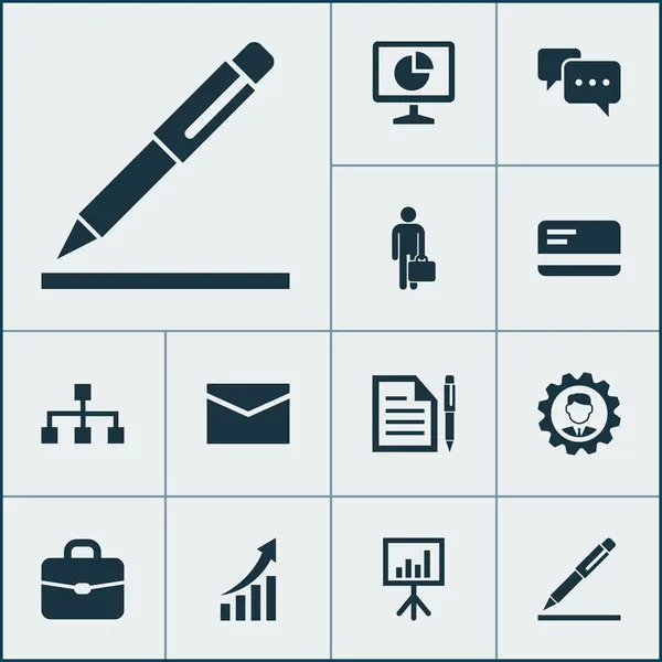 Business ikoner set med konversation, bankkort, struktur och andra pennan element. Isolerade illustration business ikoner. — Stockfoto