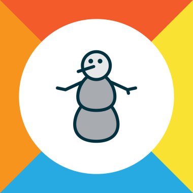 Kardan adam simgesi renkli çizgi sembolü. Üstün kaliteli moda stil öğesinde Noel izole.