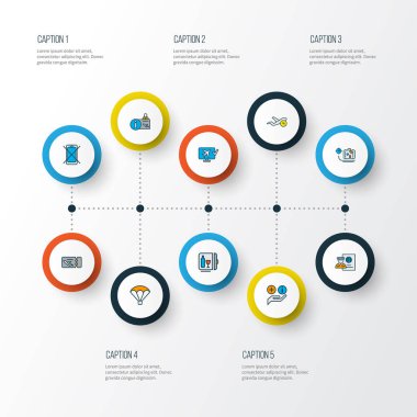 Havaalanı simgeler Bagaj ağırlık, Mini Bar, pasaport kontrolü ve diğer ekran öğeleri ile ayarla satır renkte. İzole vektör çizim Havaalanı simgeler.