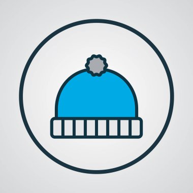 Kış şapka simgesi renkli çizgi sembolü. Premium kalite izole beanie öğe trendy tarzı.