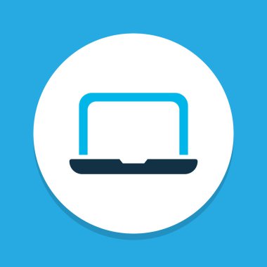 Dizüstü bilgisayar kutsal kişilerin resmi renkli sembol. Premium kalite izole defter öğe trendy tarzı.