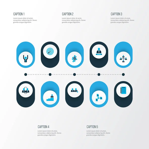 Team icons colored set with winner, team honeycomb, file sharing and other target elements. Isolated  illustration team icons. — Stock Photo, Image