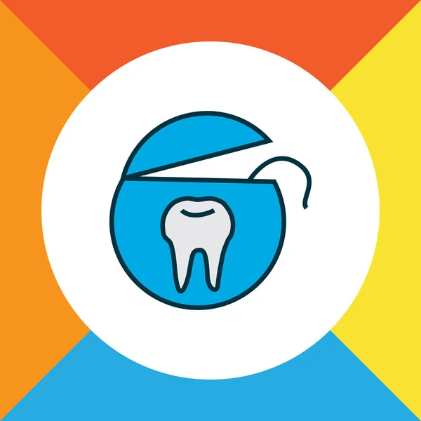 歯フロス アイコン色の線記号です。トレンディなスタイルのプレミアム品質分離歯みがきロープ要素. — ストックベクタ