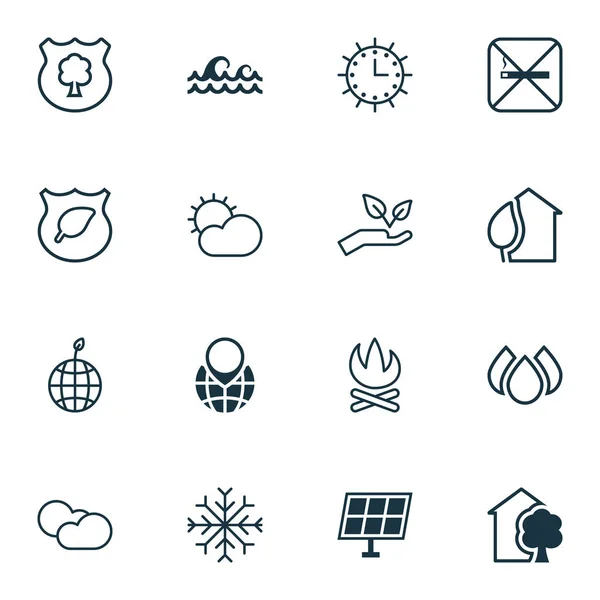 Ecology icons set with eco home, sunny weather, solar time and other pin earth elements. Isolated  illustration ecology icons. — Stock Photo, Image