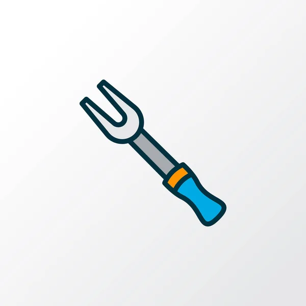 Ícone de garfo de churrasco símbolo de linha colorido. Elemento de ferramenta bbq isolado de qualidade premium em estilo moderno . —  Vetores de Stock