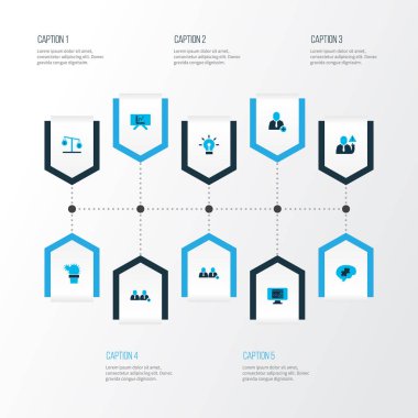 Ekip ekip çalışması simgeler kümesi ile renkli kaldırmak, kodlama, fikir ve diğer grup öğelerini silin. İzole illüstrasyon ekip çalışması simgeler.
