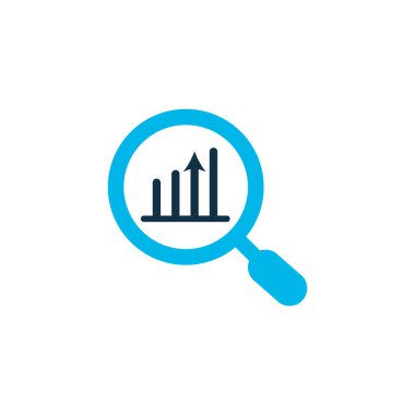 Analytics simgesi renkli sembol. Premium Kalite izole araştırma öğe trendy tarzı.