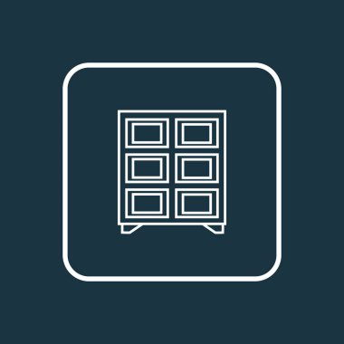 Raf birimi simgesi satır sembolü. Premium kalite izole raf öğe trendy tarzı.