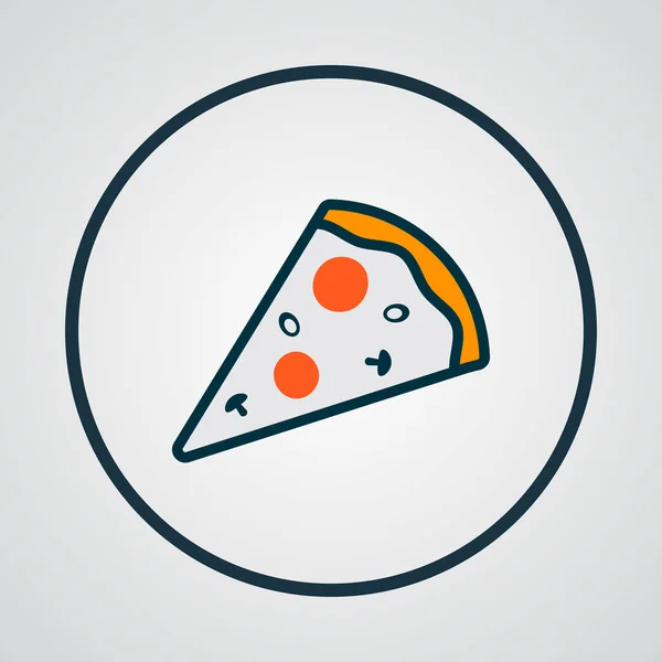 Ícone de fatia de pizza colorido símbolo de linha. Elemento pepperoni isolado de qualidade premium em estilo moderno . — Vetor de Stock