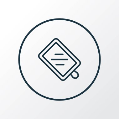 Kesme kurulu simgesi satır sembolü. Premium kalite izole ahşap öğesinde trendy tarzı.