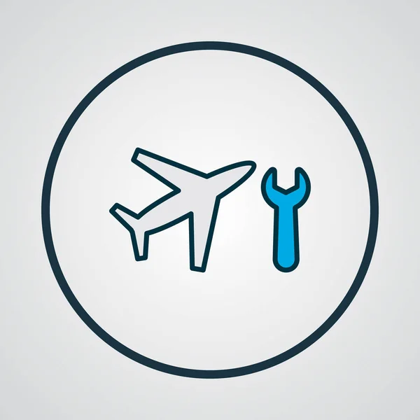 Samolot konserwacji ikona kolorowa linia symbol. Premium jakości samolot na białym tle naprawa elementu w modnym stylu. — Wektor stockowy