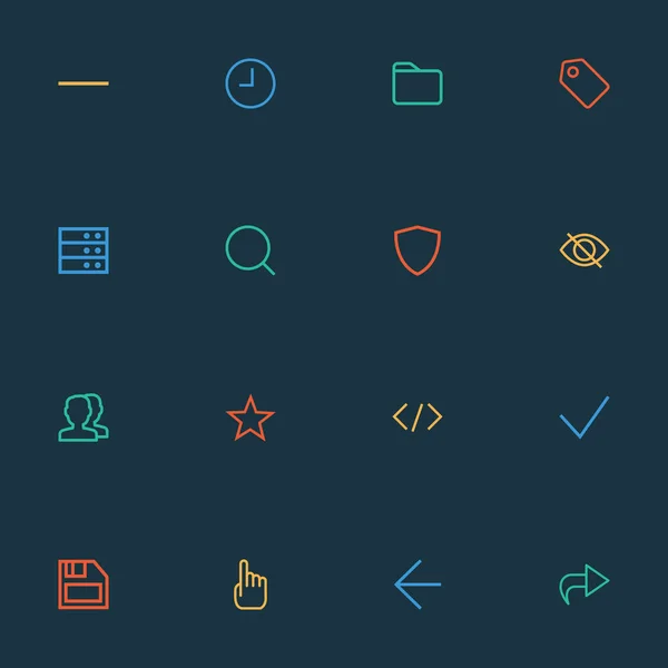 Gränssnittet ikoner linje stil set med markören, bakåt, sköld och andra skydda element. Isolerade illustration interface ikoner. — Stockfoto