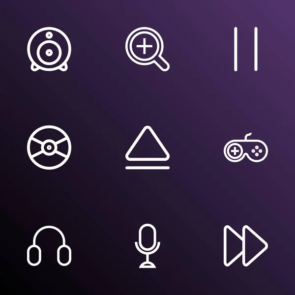 Multimedia icons line style set with microphone, eject, web cam and other next elements. Isolated  illustration multimedia icons. — Stock Photo, Image