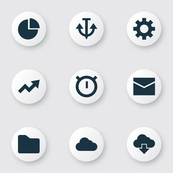 Ikony użytkownika zestaw z kotwicy, folder, stoper i inne zwiększenie elementów. Ilustracja na białym tle użytkownika ikony. — Zdjęcie stockowe