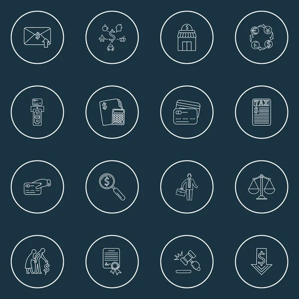 Economy icons line style set with email transfer, taxes, search money and other scale elements. Isolated  illustration economy icons. — Stock Photo, Image