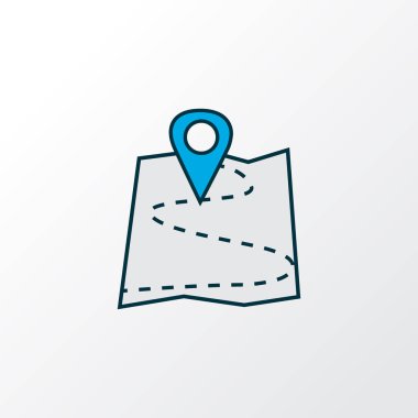 Harita simgesi renkli çizgi sembolü. Moda tarzında birinci kalite izole hedef ögesi.