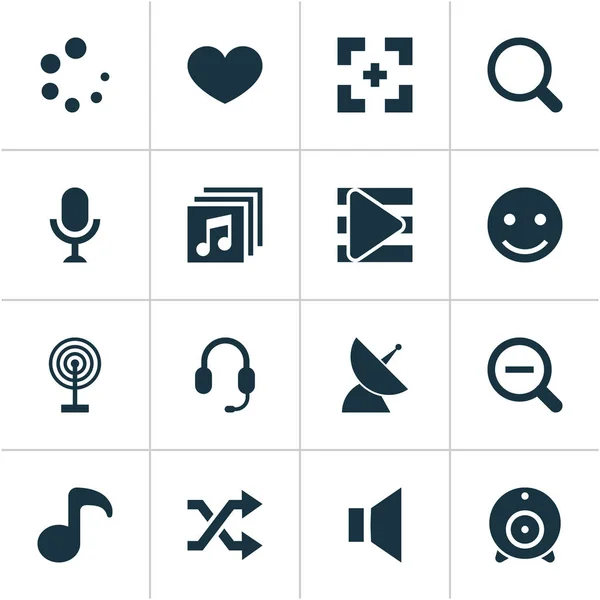 マルチ メディア アイコンを縮小、シャッフル、お気に入り、カラオケの他の要素で設定します。分離ベクトル図マルチ メディア アイコン. — ストックベクタ