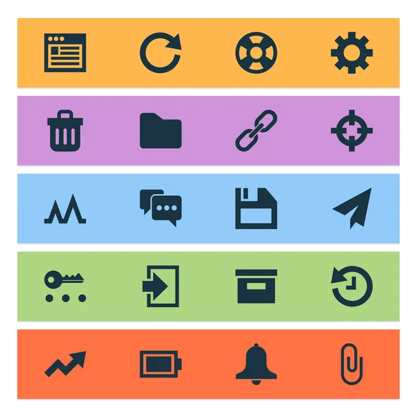 Ikony użytkownika zestaw z reload, przeglądarki, alarm i inne elementy opcji. Ilustracja na białym tle użytkownika ikony. — Zdjęcie stockowe
