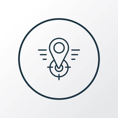 Coğrafi hedefleme simgesi satır sembolü. Premium kalite izole location öğe trendy tarzı.