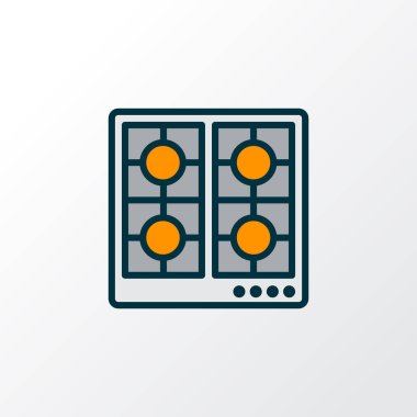 Soba simgesi renkli çizgi sembolü. Moda tarzında birinci kalite izole fırın ögesi.