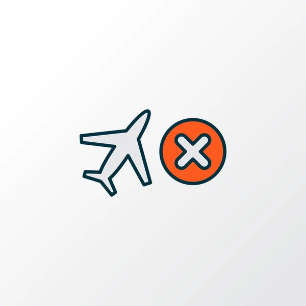 Ícone de voo cancelado símbolo de linha colorido. Elemento de fechamento isolado de qualidade premium em estilo moderno . — Vetor de Stock