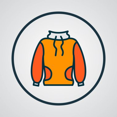 Yüksek yuvarlak yakalı ikon renkli çizgi sembolü. Kaliteli kalite izole edilmiş eşofman altı ögesi modada.