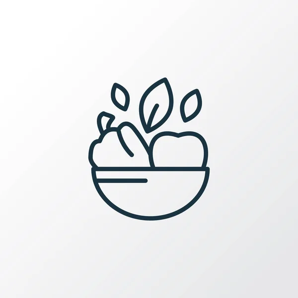 Vegan bowl pictogram lijn symbool. Premium kwaliteit geïsoleerd vegetarisch voedselelement in trendy stijl. — Stockvector